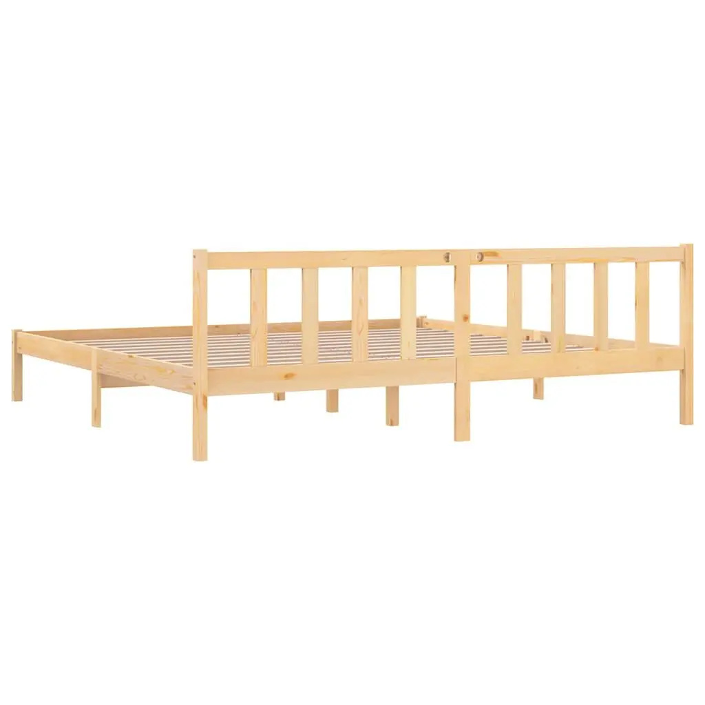 Solid Wood Bed Frame Brown King Size 183x203cm Slatted Base