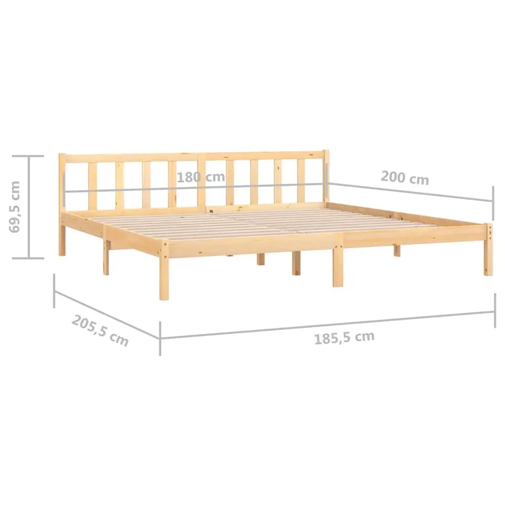 Solid Wood Bed Frame Brown King Size 183x203cm Slatted Base