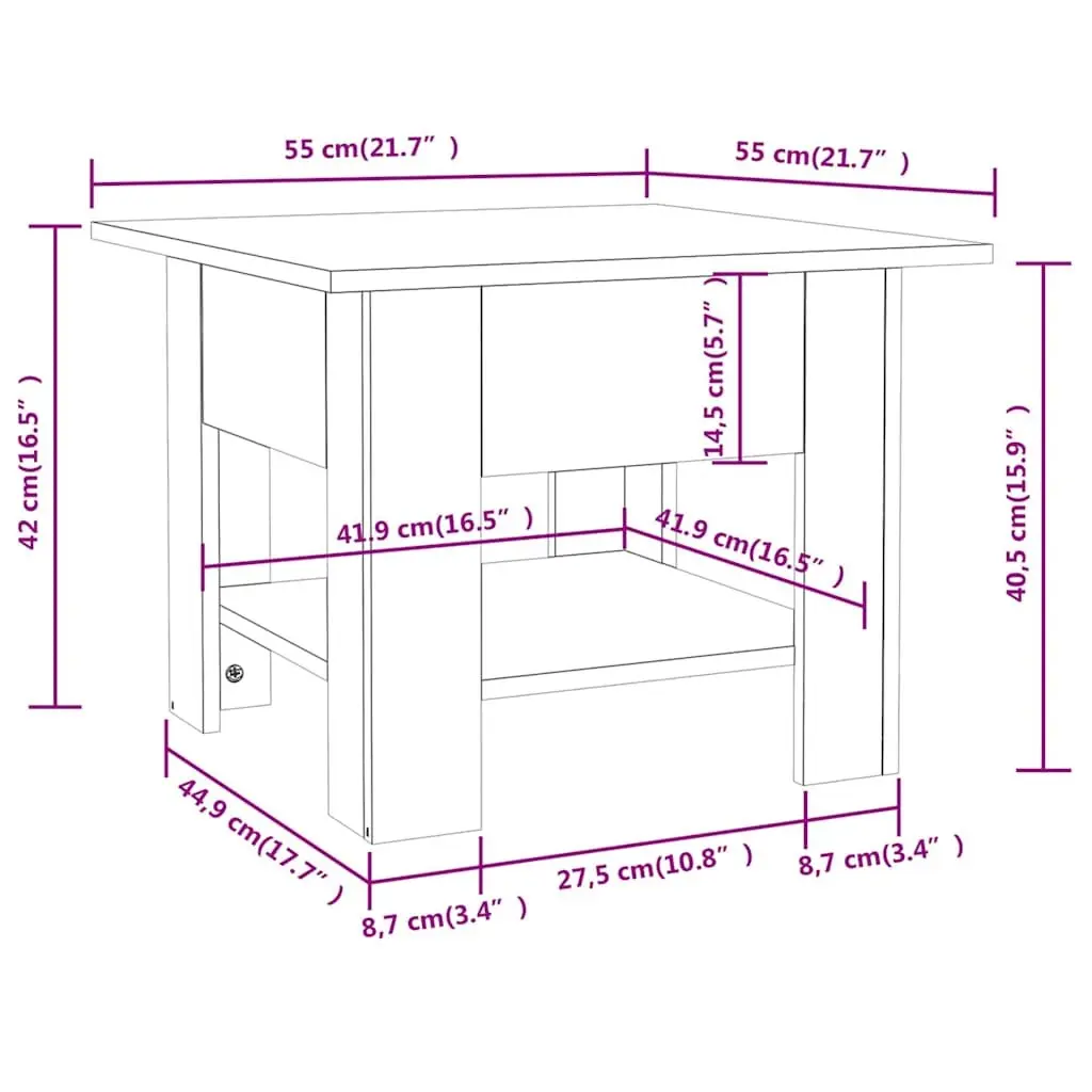 Coffee Table with Storage Shelf Modern Design Living Room Accent Grey 55x55x42cm