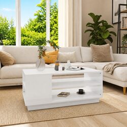 White Coffee Table with Ample Storage Space