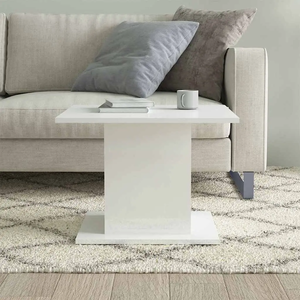 Coffee Table High Gloss White Modern Living Room Accent Furniture 55.5x55.5x40cm