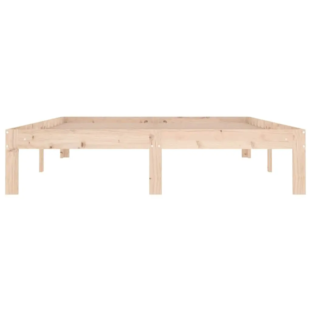 Wooden Bed Frame 135x190 cm Brown Solid Pine Wood Bedroom Furniture Double Size