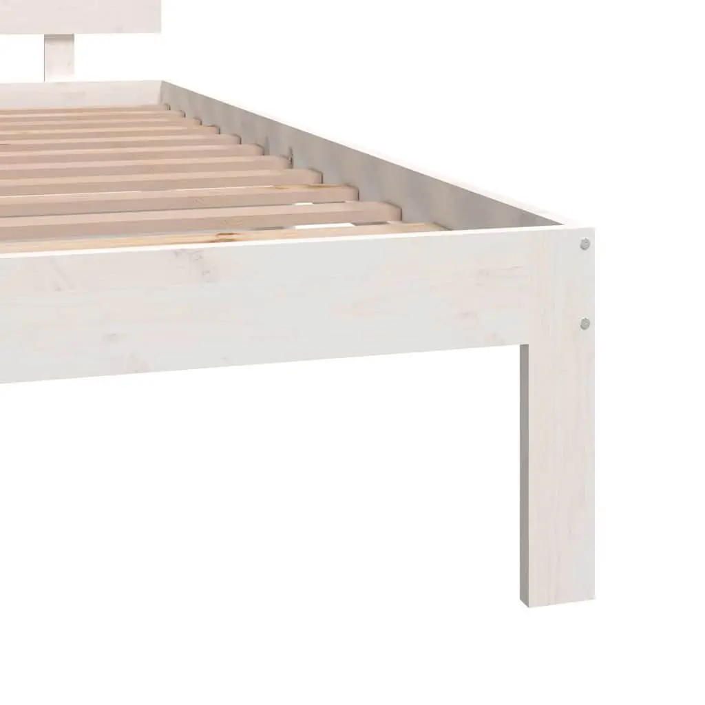 Wooden Bed Frame White 150x200cm Modern Solid Pine Wood Slatted Base Bedroom