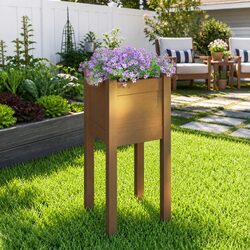 Raised Garden Planter Box in Brown 31x31x70cm