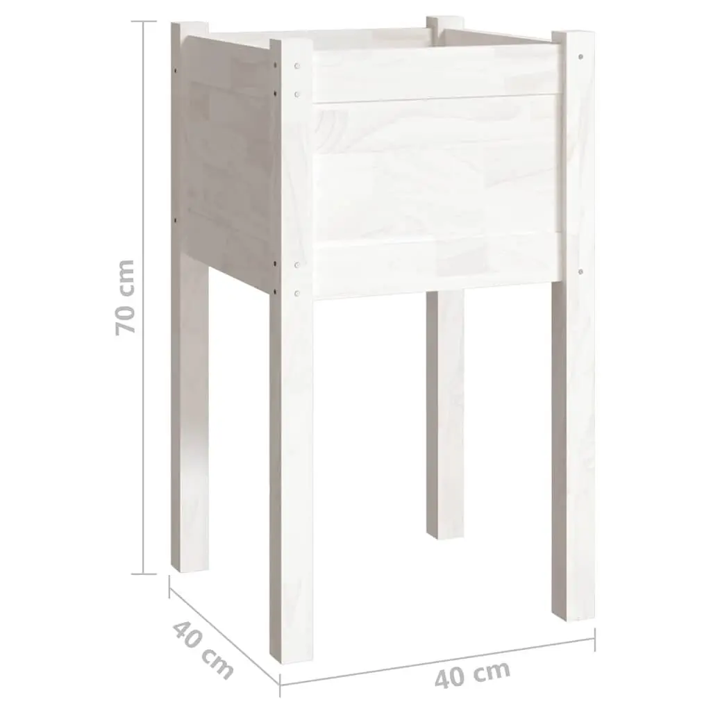 Garden Planters White 40x40x70 cm Raised Flower Bed Box Outdoor