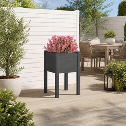 Garden Planter Box Grey 40x40x70 cm Raised Bed Wooden Flower Pot Outdoor