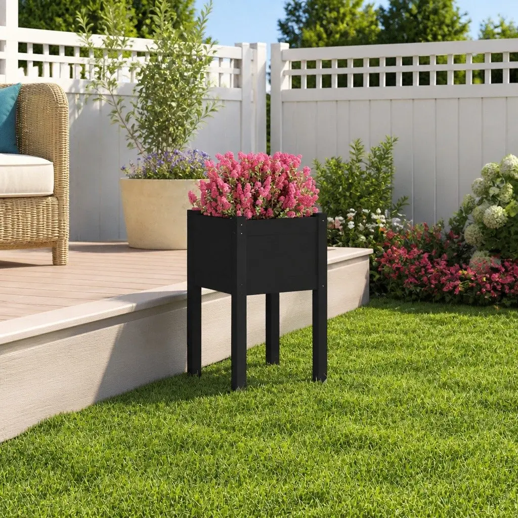 Garden Planter Box Black 40x40x70cm Raised Bed Wooden Flower Container