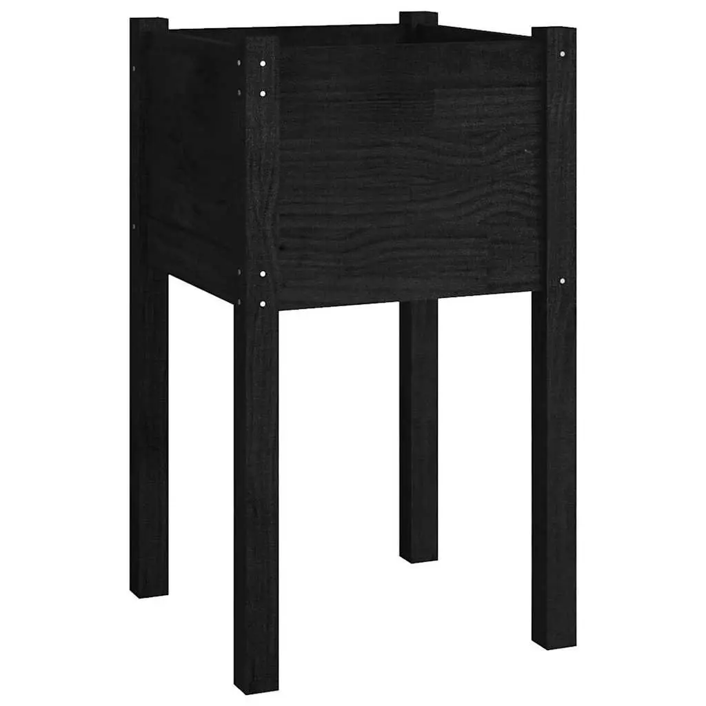 Garden Planter Box Black 40x40x70cm Raised Bed Wooden Flower Container