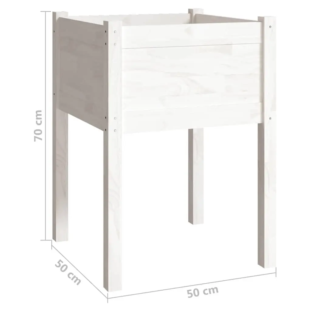 Garden Planter Box White Wooden Raised Bed 50x50x70cm Weather Resistant