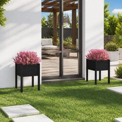 Efficient Black Wooden Planters - Set of 2 for Your Garden