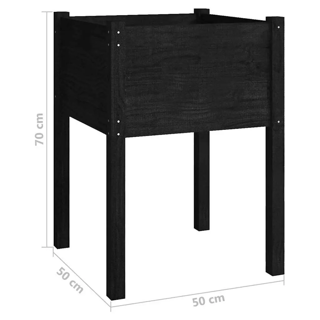 Wooden Garden Planters Black 50x50x70 cm Raised Bed Box 2 Pieces