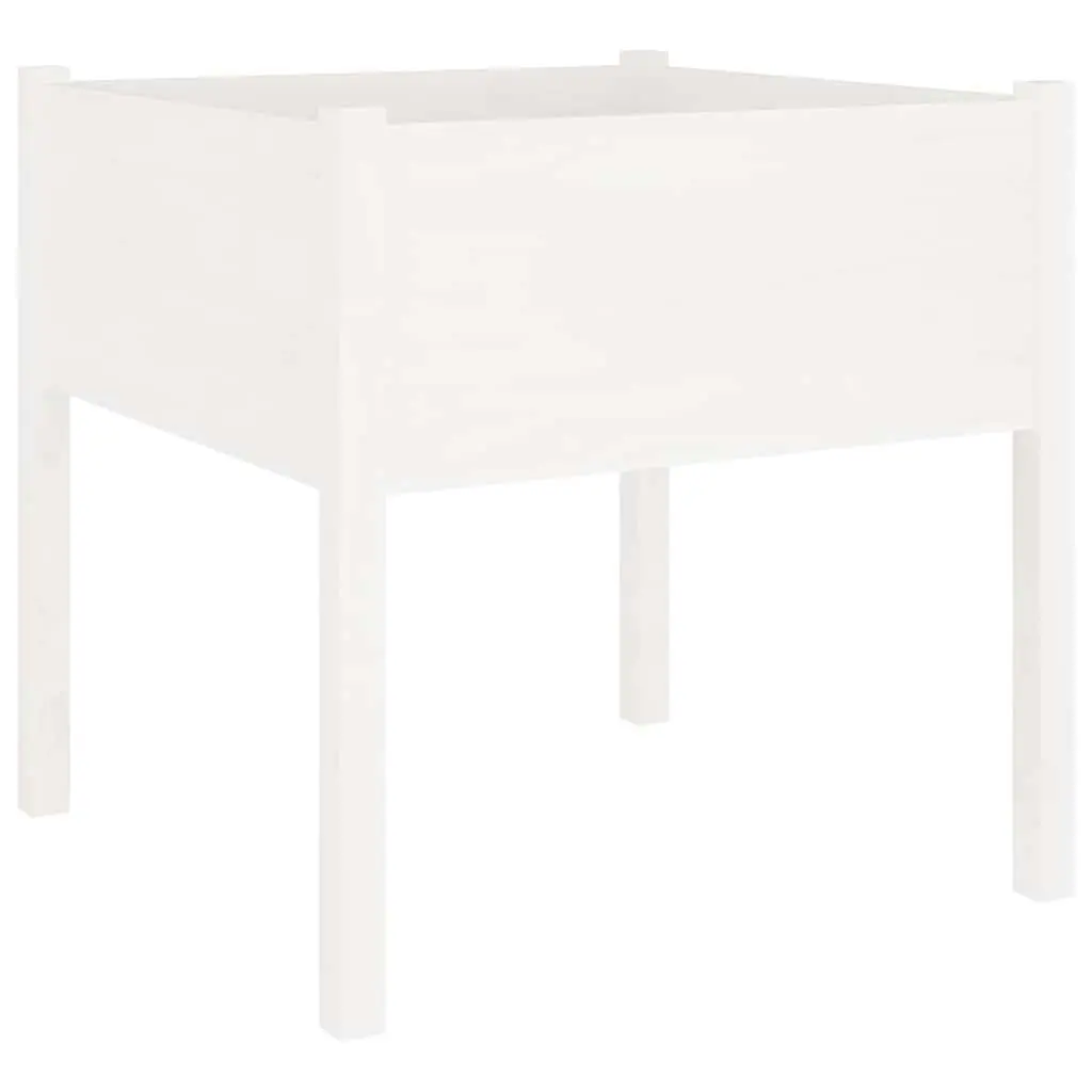 Garden Planter Box White 70x70x70cm Solid Wood Outdoor Flower Pot Container