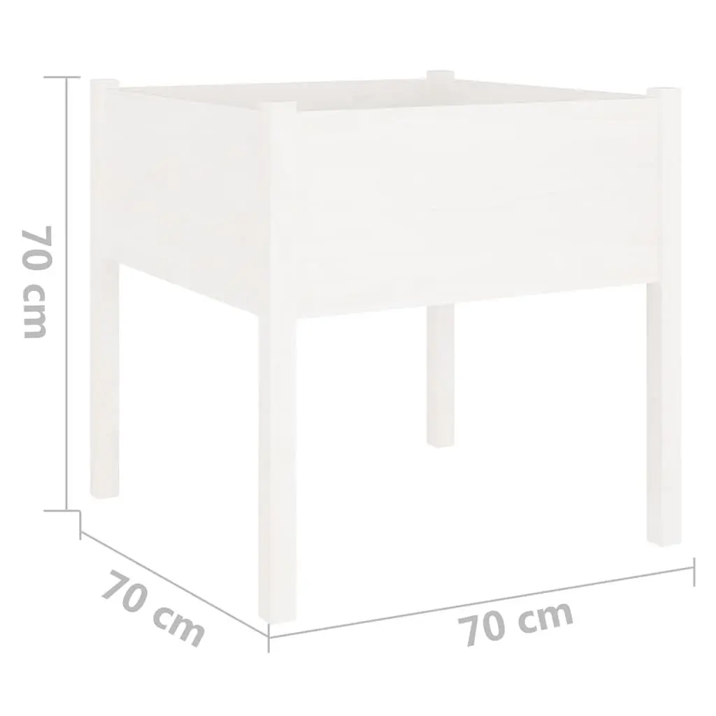 Garden Planter Box White 70x70x70cm Solid Wood Outdoor Flower Pot Container