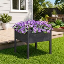 Grey Solid Wood Planter Box 70x70x70 cm
