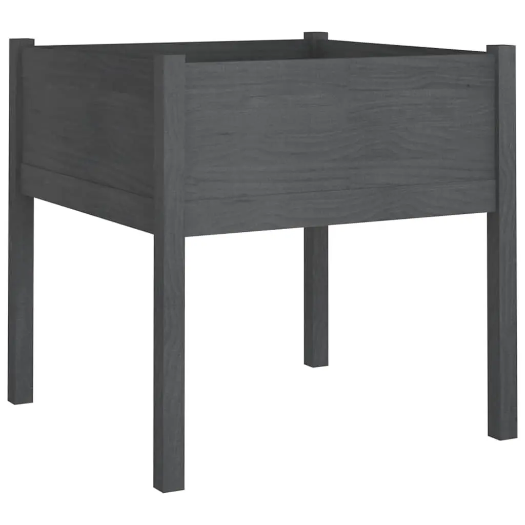 Garden Planter Box Grey 70x70x70 cm Solid Wood Outdoor Flower Pot