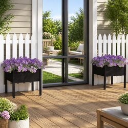 Compact and Reliable Black Garden Planters Set of 2