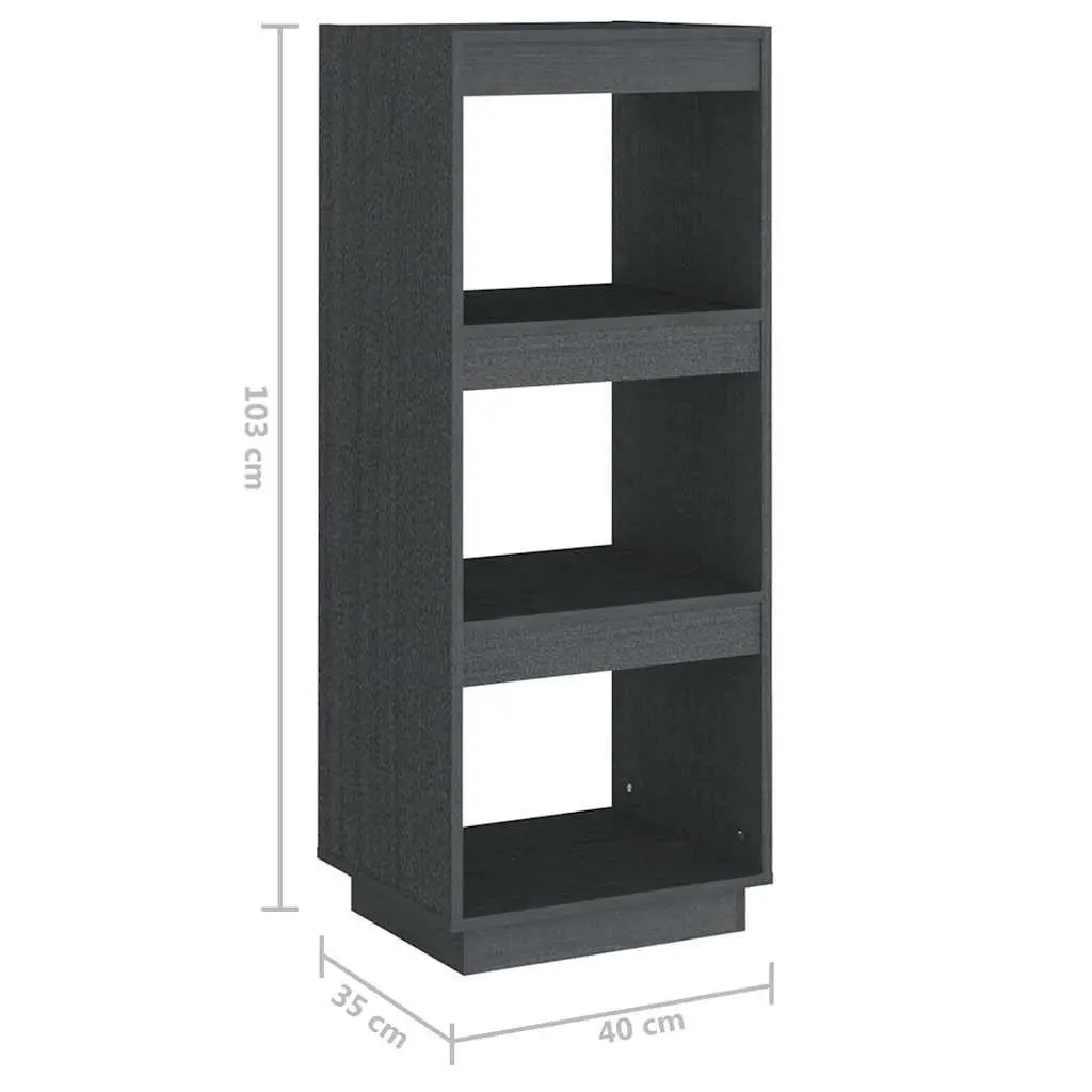 Book Cabinet Grey Solid Pinewood 40x35x103cm Storage Room Divider