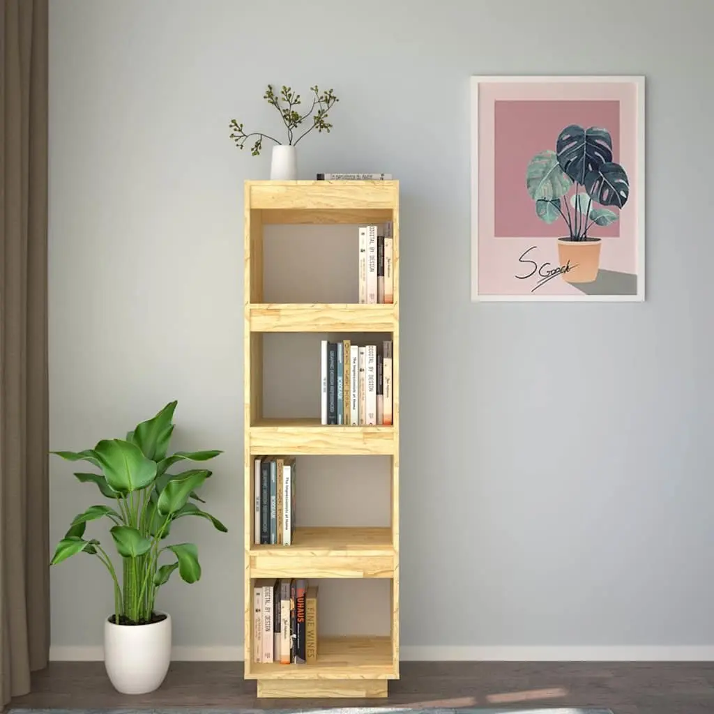Solid Pinewood Book Cabinet Brown 40x35x135 cm Room Divider