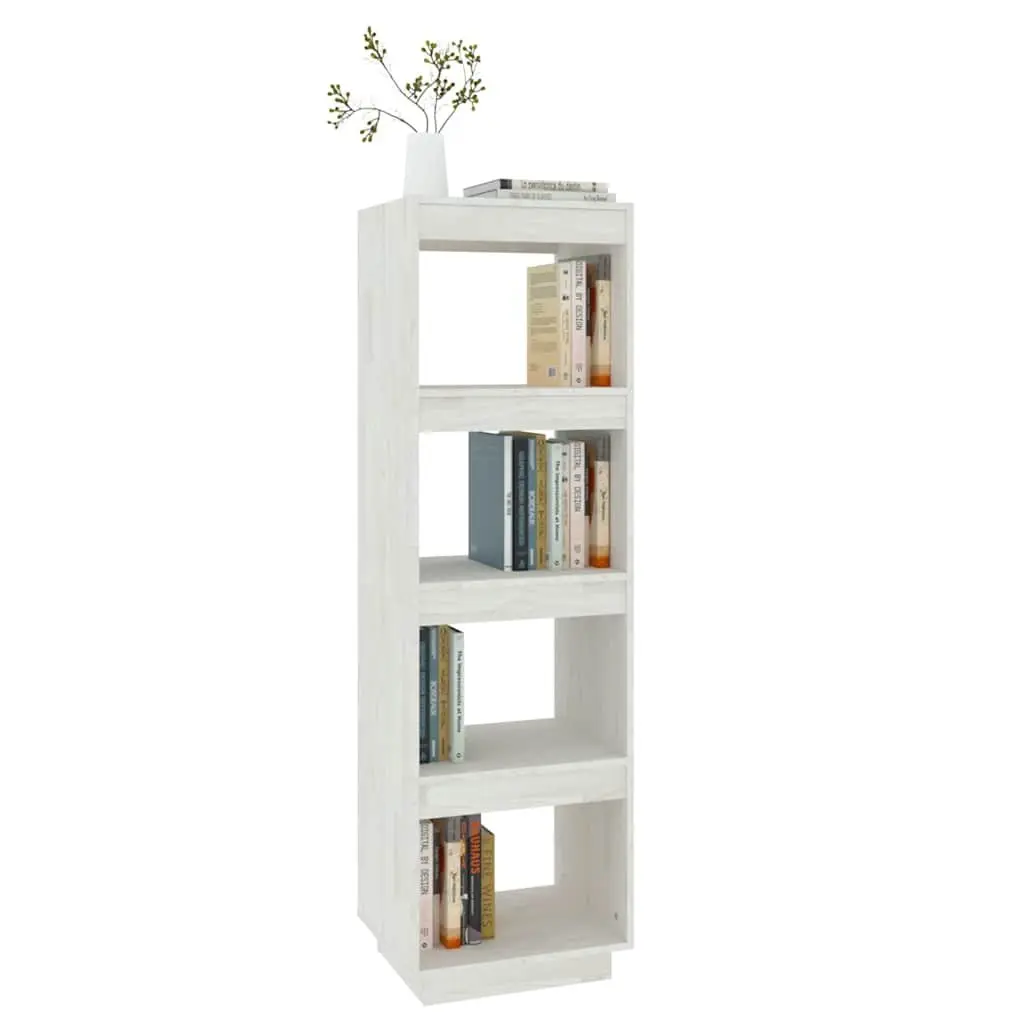 Book Cabinet White 40x35x135 cm Solid Pinewood Room Divider Storage Shelf