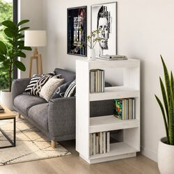 White Wooden Room Divider Bookcase