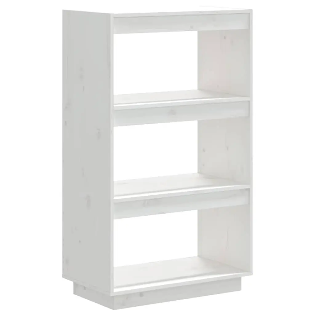 Book Cabinet Room Divider White Solid Pinewood Shelving Storage Display