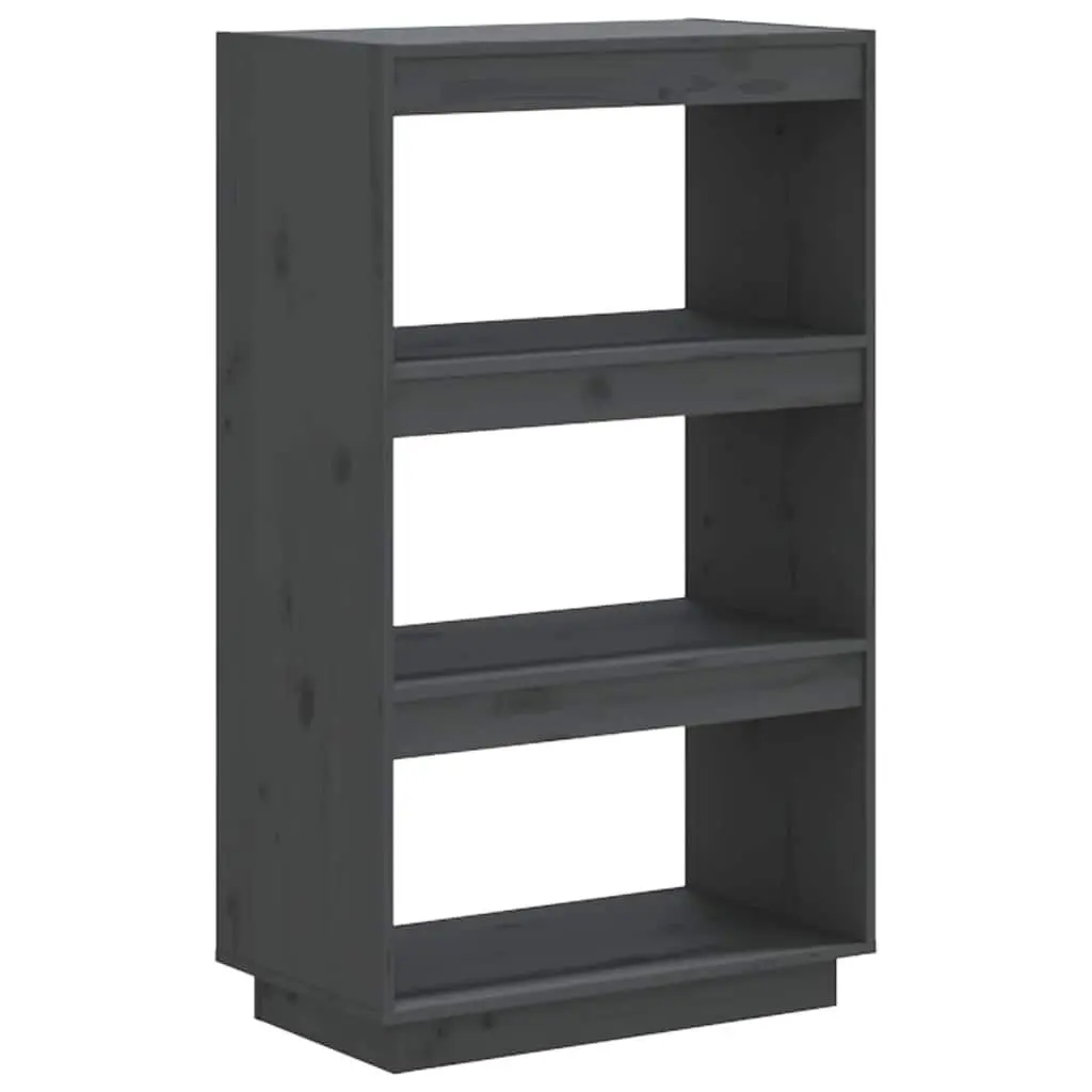 Grey Room Divider Book Cabinet Solid Pine Wood Shelving Unit 60x35x103cm