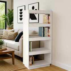 White Wooden Book Cabinet 60x35x135 cm