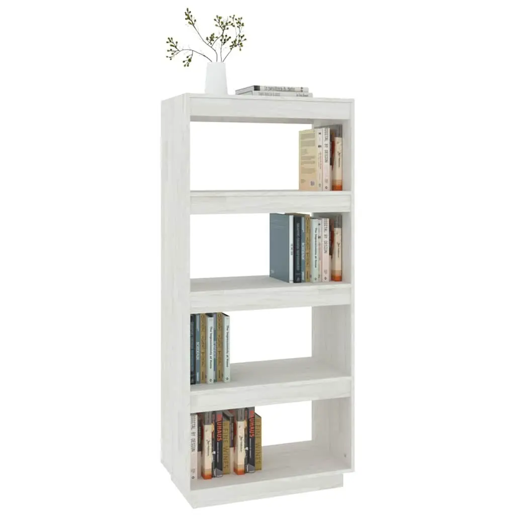 Book Cabinet White 60x35x135 cm Solid Pinewood Room Divider Bookshelf Storage