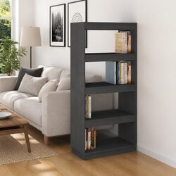 Grey Wooden Book Cabinet with Ample Storage 60x35x135cm