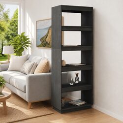 Compact Grey Book Cabinet Room Divider 60x35x167cm