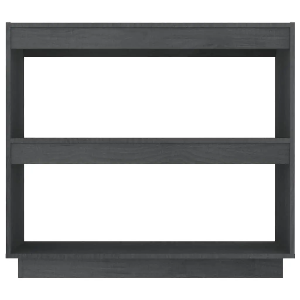Book Cabinet Grey Solid Pinewood Storage Shelves Organiser
