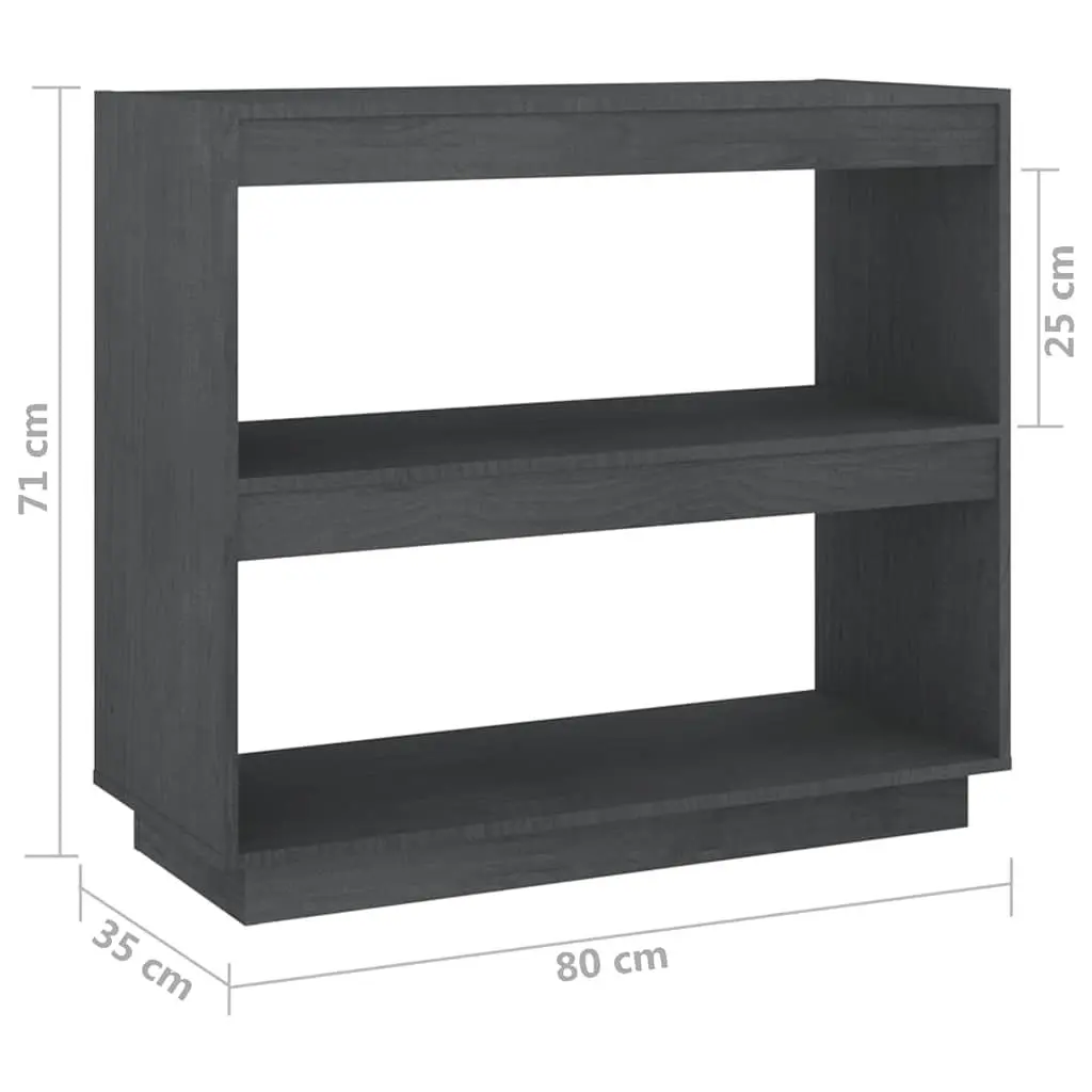Book Cabinet Grey Solid Pinewood Storage Shelves Organiser