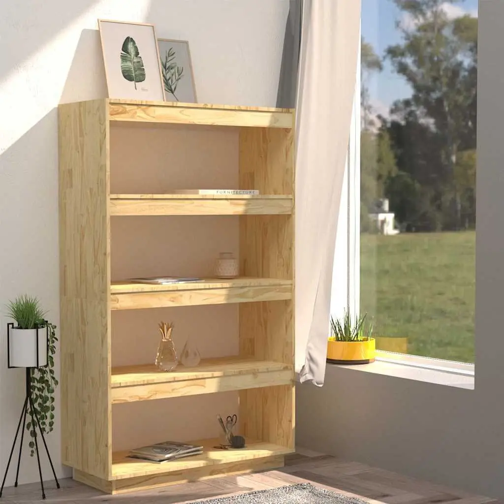 Wooden Book Cabinet Brown 80W x 35D x 135H cm Room Divider Shelving Unit Storage Organiser