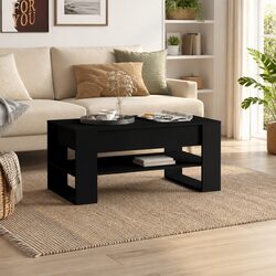 Your New Black Coffee Table with Storage Shelf Awaits 102x55x45cm