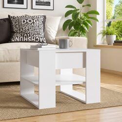 Concise White Coffee Table with Smart Storage 55.5x55x45cm