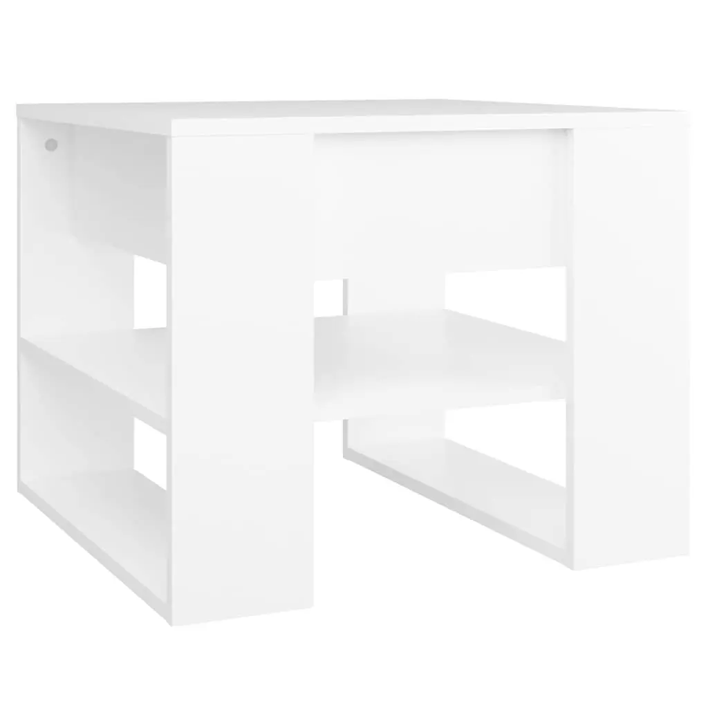 Coffee Table White 55.5x55x45cm Storage Shelf Living Room Accent Furniture