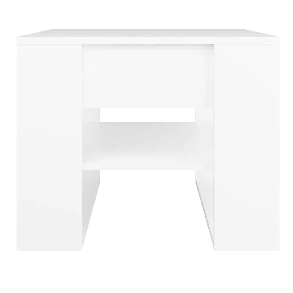 Coffee Table White 55.5x55x45cm Storage Shelf Living Room Accent Furniture