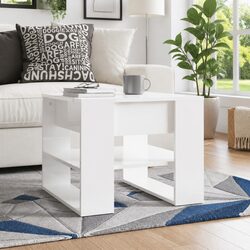 White Coffee Table with Storage Shelf