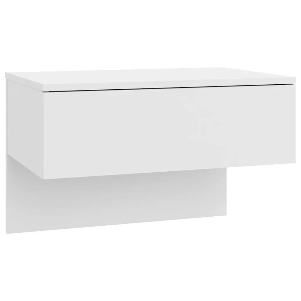 Floating Storage Units White Wall-mounted Bedside Cabinets 2 Piece Engineered Wood