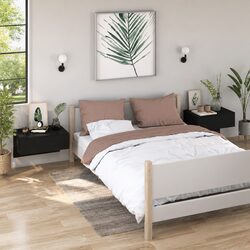Set of 2 Black Floating Bedside Shelves