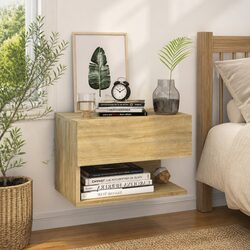 Brown Floating Bedside Cabinet: Simple and Functional