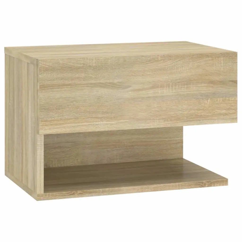 Bedside Cabinets Brown 2 Piece Wall-mounted Floating Storage