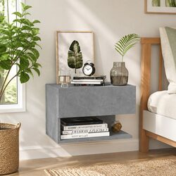 Compact Grey Wall-mounted Bedside Storage Solution