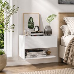 Wall-Mounted Floating Storage Unit in White