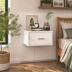 Compact Wall-Mounted Bedside Cabinet with Drawer
