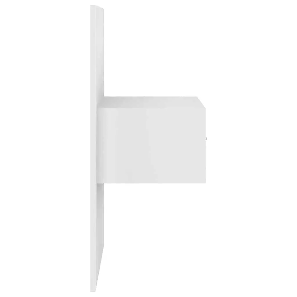 Wall-mounted Bedside Cabinets High Gloss White 2 Piece Floating Storage Drawers