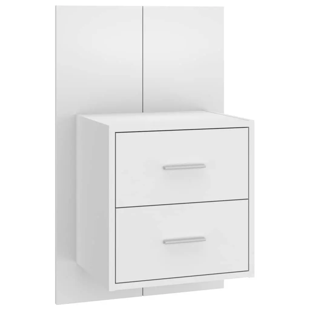 Wall-mounted Bedside Cabinets High Gloss White 2 Piece Floating Storage Drawer