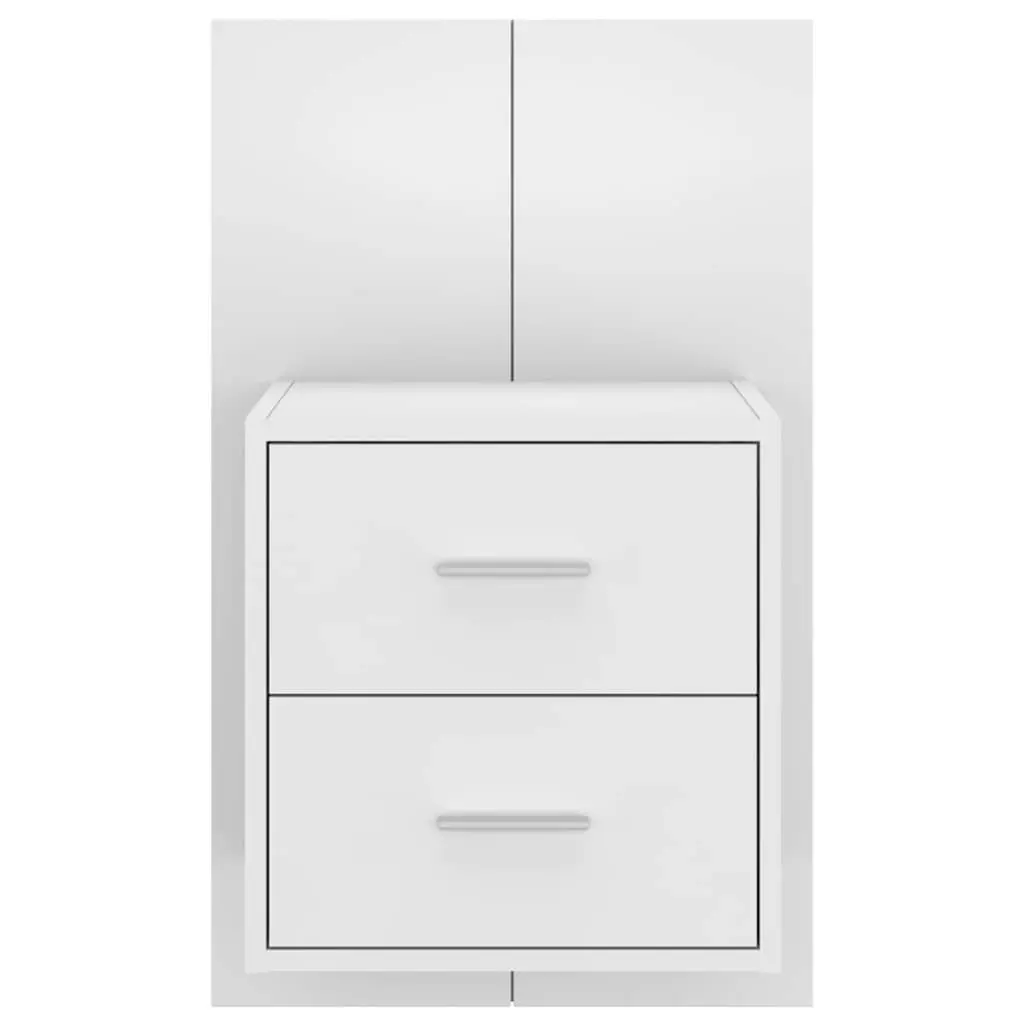 Wall-mounted Bedside Cabinets High Gloss White 2 Piece Floating Storage Drawer