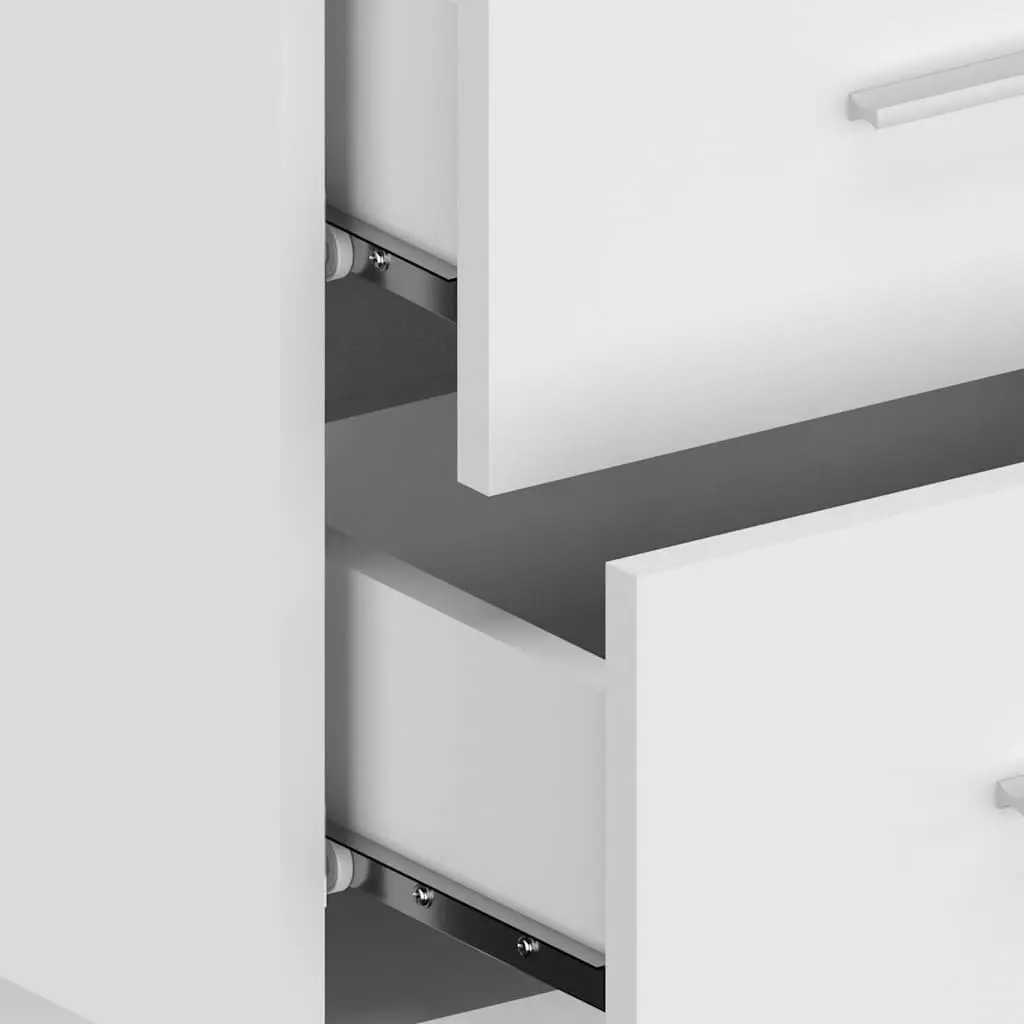 Wall-mounted Bedside Cabinets High Gloss White 2 Piece Floating Storage Drawer