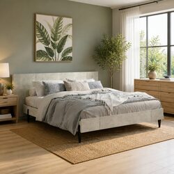 Sleek Grey Wall Headboard: Simple and Strong